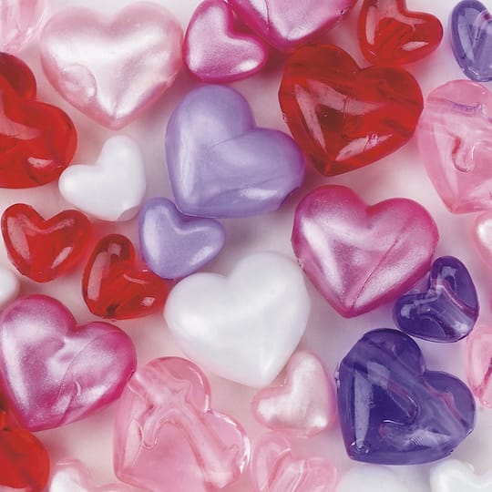 S&#x26;S&#xAE; Worldwide Pink &#x26; Purple Plastic Heart Beads